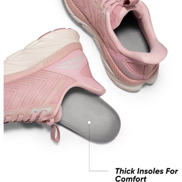 Women's Pink Walking Shoes Comfort Breathable Non-Slip Gym Training Sneaker - Picture 6 of 8